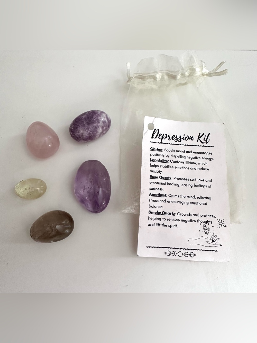 Crystal Healing Kit - Rose Quartz, Amethyst, Citrine, Smoky Quartz